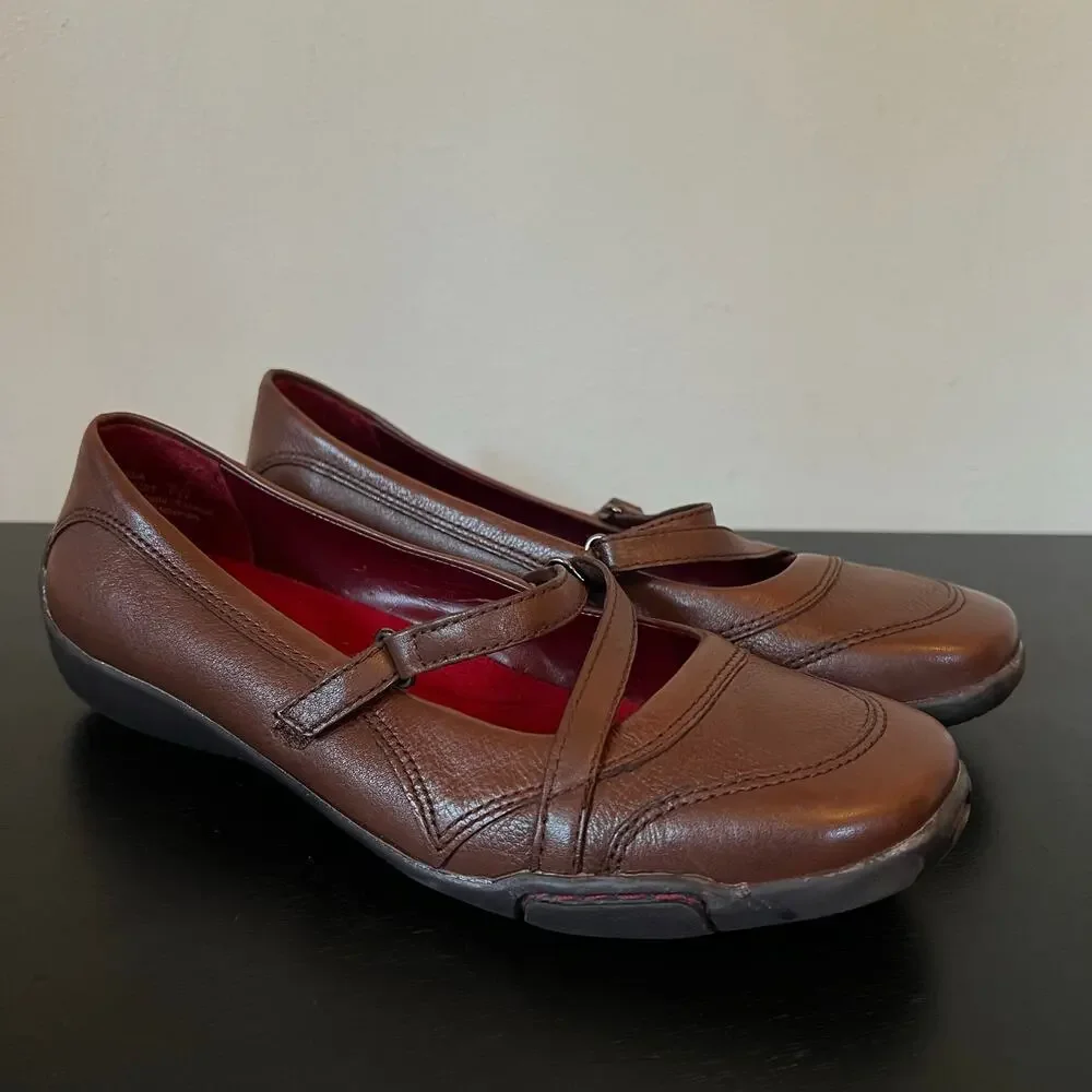 Naturalizer Brown Leather Mary Jane Sneaker Ballet Flats 7W